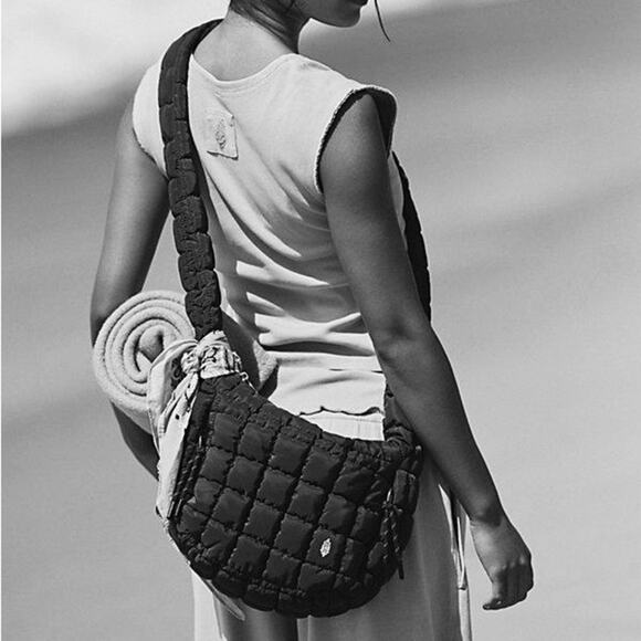 Free People Quilted Baby Carryall Sling Bag + Keychain + Printed Micro Pouch - Picture 15 of 17